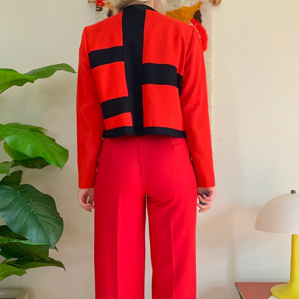 Mod 1960s color block cropped wool jacket S/M - Picture 3 of 6